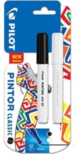 Image of Pintor Extra Fine Bullet Tip Paint Marker 2.3mm Black and White Colours (Pack 2) 3131910536833