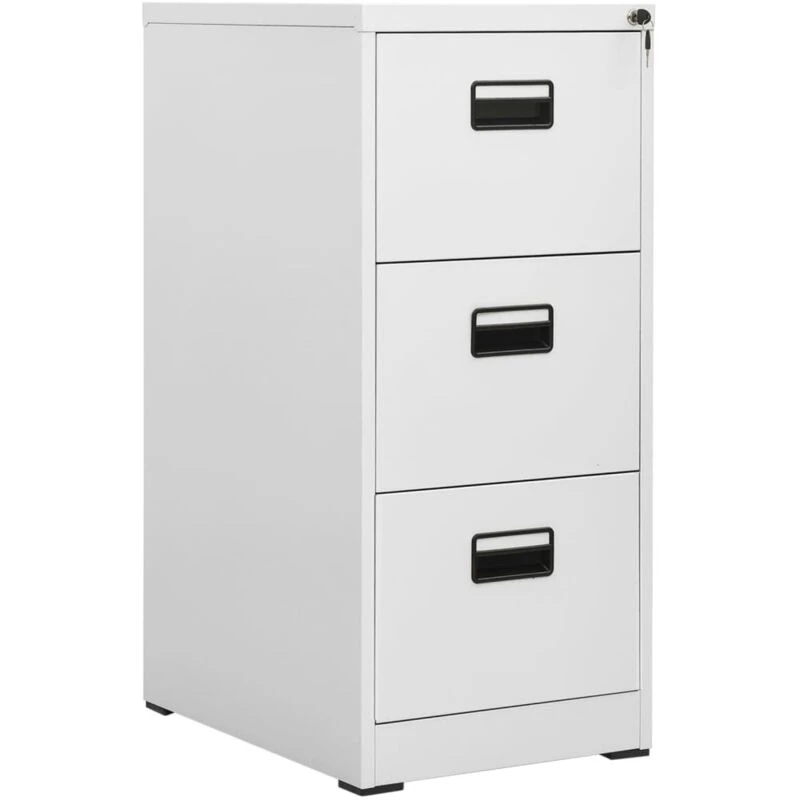 Image of vidaXL Filing Cabinet Light Grey 46x62x102.5cm Steel Office Storage Furniture