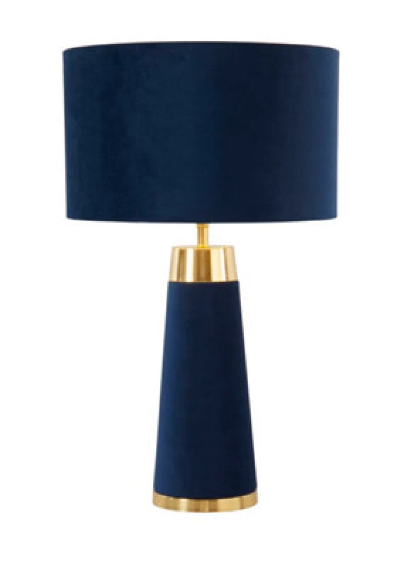 Image of Searchlight Velvet & Satin Brass Table Lamp Navy Blue - Searchlight Navy Blue MN30801