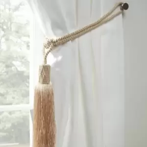 Image of Emma Barclay - Trellis Woven Tasselled Tie Back, Blush Pink