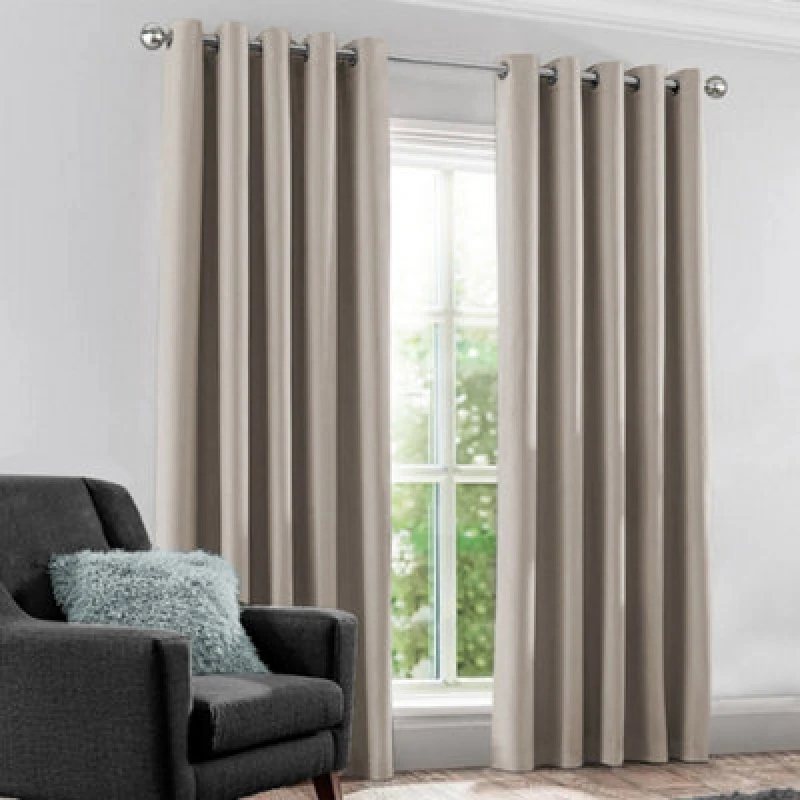 Image of Velosso Modern Blackout Curtains Thermal Ring Top - High-Quality in Beige Size: 229cm width x 175cm drop Beige Unisex 229cm width x 175cm drop
