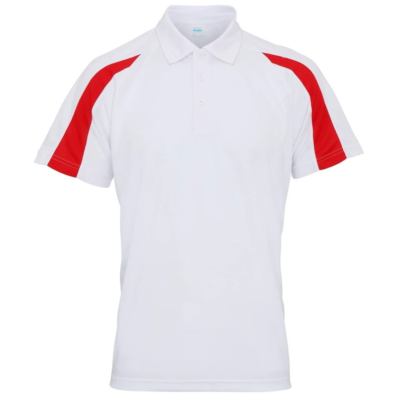 Image of AWDis AWDis Men Just Cool Short Sleeve Contrast Panel Polo Shirt in White Size: Small White S Male 5054171832200