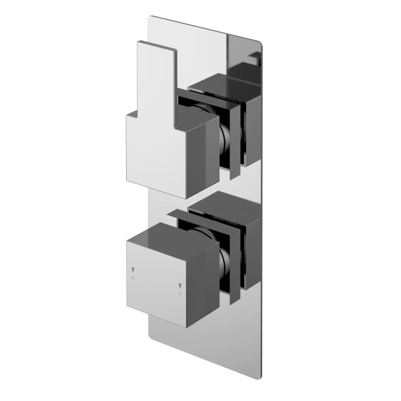 Image of Balterley Modern Twin Concealed Thermostatic Shower Valve Lever Handle Chrome Silver