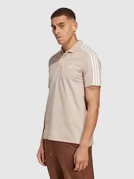Image of adidas Sportswear Essentials Piqu&eacute; Embroidered Small Logo 3-Stripes Polo Shirt - Beige, Beige, Size 2XL, Men