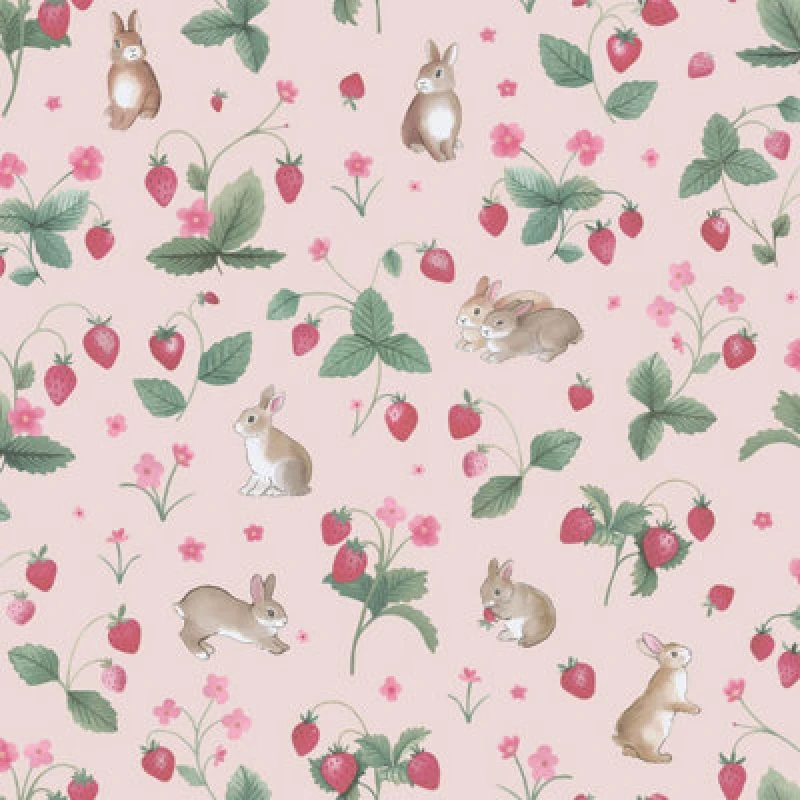 Image of Holden Decor Bunnies & Berries Pink Children's Wallpaper, Pink 14141