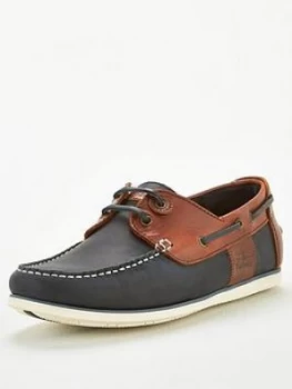 Image of Barbour Capstan Leather Boat Shoes - Navy