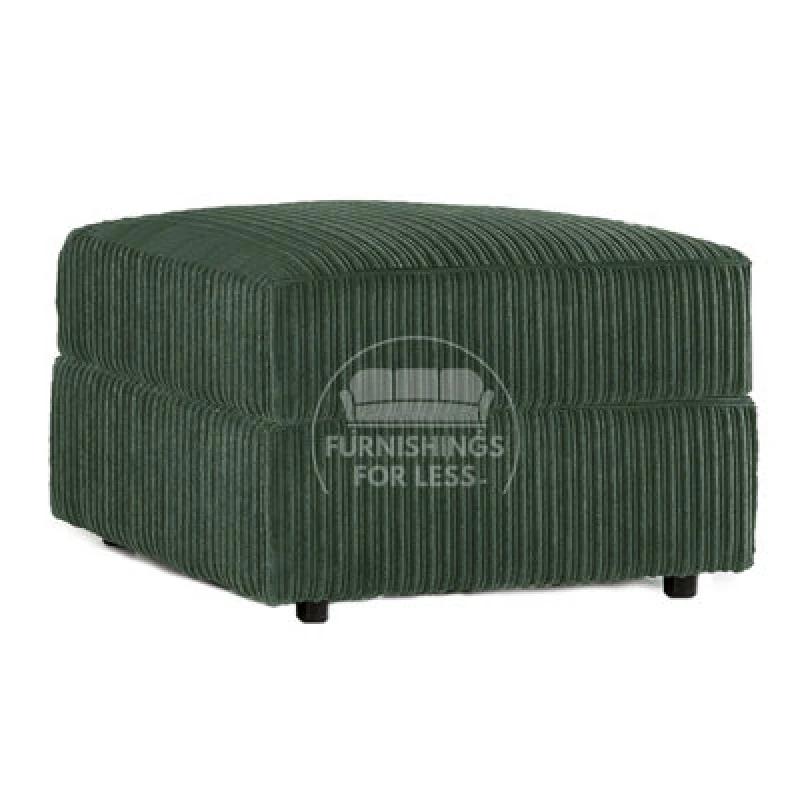 Image of Furnishings For Less UK Luxor Delta Ferguson Green Fabric Soft Jumbo Cord Footstool