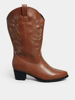 Image of Yours Yours Extra Wide Fit Cowboy Boot Calf Tan, Brown, Size 6, Women