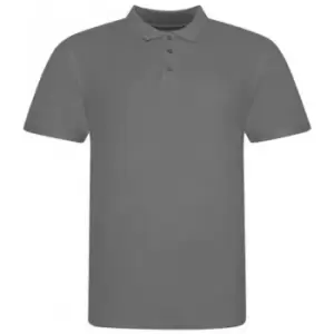 Image of Awdis Mens Piqu Cotton Short-Sleeved Polo Shirt (S) (Charcoal Grey)