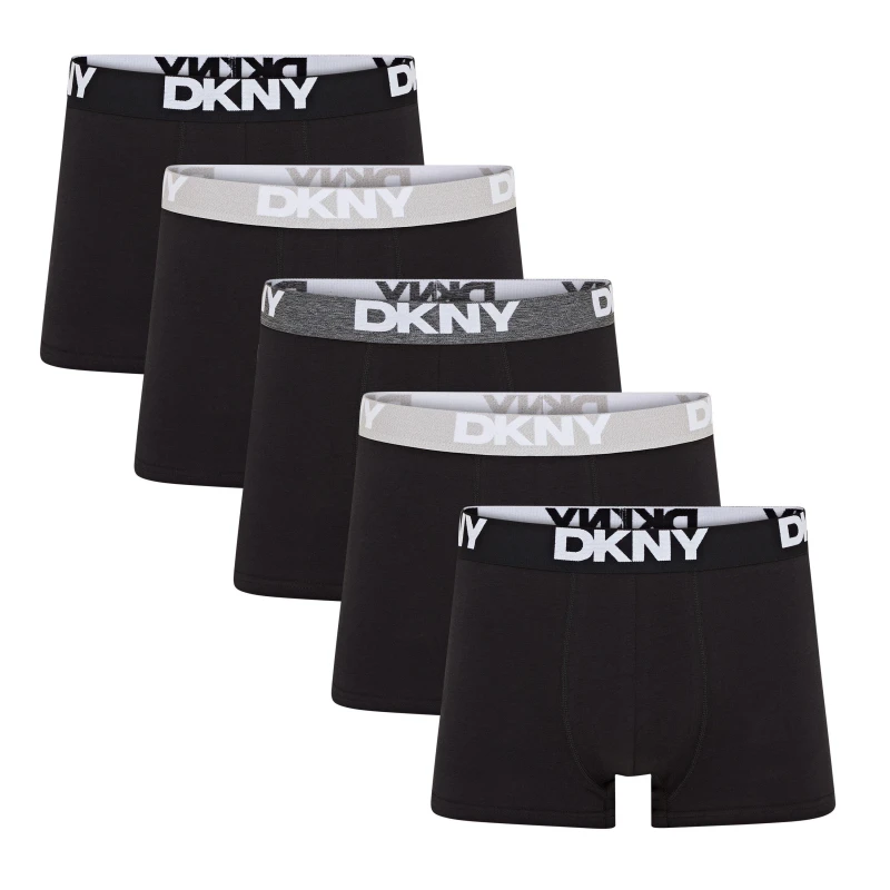 Image of DKNY Mens 5 Pack Trunks Portland Black male Small