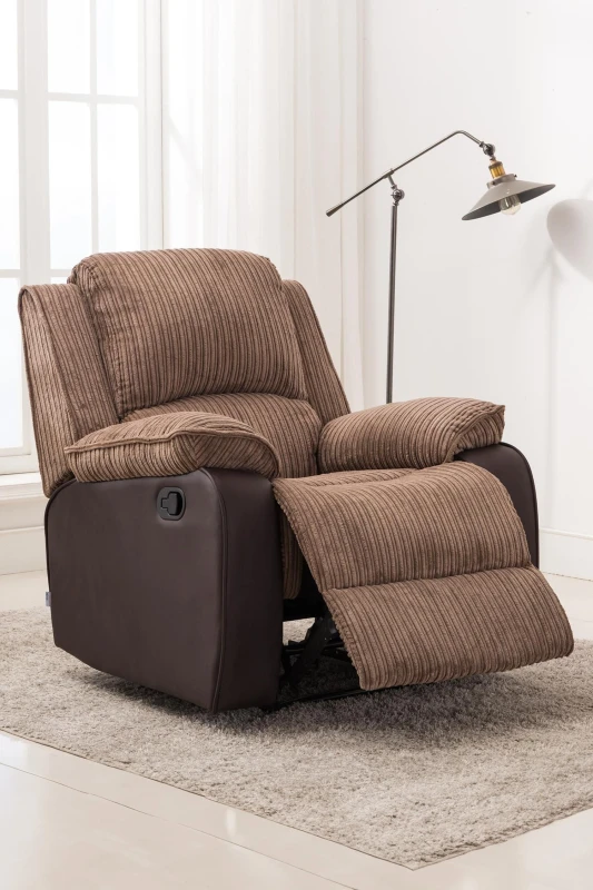 Image of More4Homes Postana Jumbo Cord Fabric Manual Reclining Lounge Recliner Chair Brown