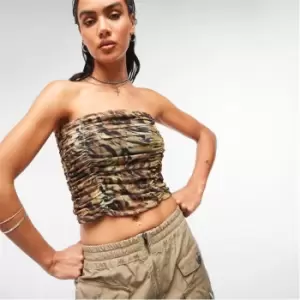 Image of Missguided Printed Mesh Ruched Corset Top - Multi