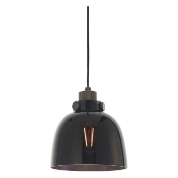Image of Merano Lighting - Merano Alessandria Pendant Ceiling Light Black Tinted Glass & Black Chrome Plate