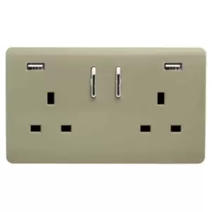 Image of Trendi Switch 2 Gang 13Amp Double Socket and 2 USB Ports - Gold