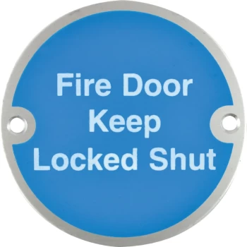 Image of Fire Door Keep Locked Shut Aluminium Sign - 76 X 76MM