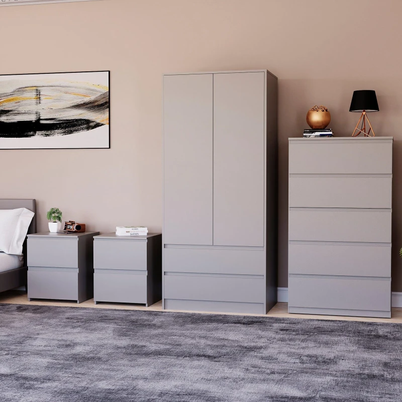 Image of Lassic Vida Designs 4 Piece Denver Bedroom Set 3 Grey unisex One Size