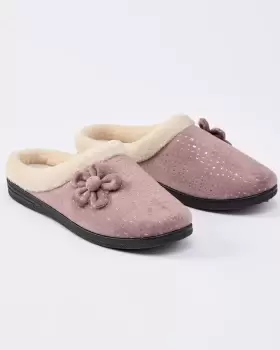 Image of Cotton Traders Womens Flower Mule Slippers in Pink
