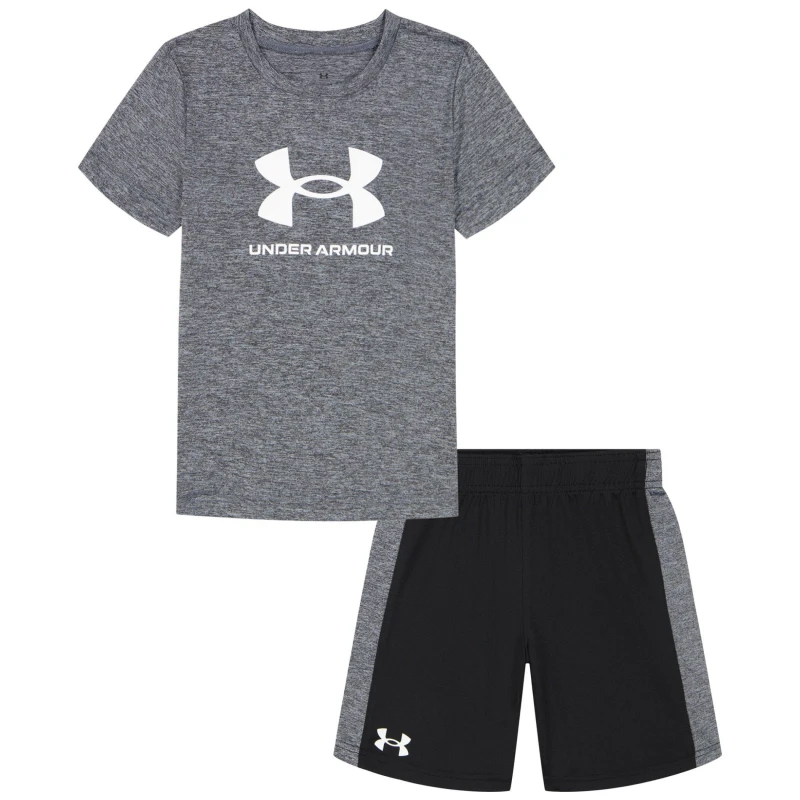 Image of Under Armour 2 Piece T-Shirt & Shorts Set Infants - Grey Grey 2 - 3 Years