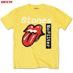 Image of The Rolling Stones - No Filter Text Kids 7 - 8 Years T-Shirt - Yellow