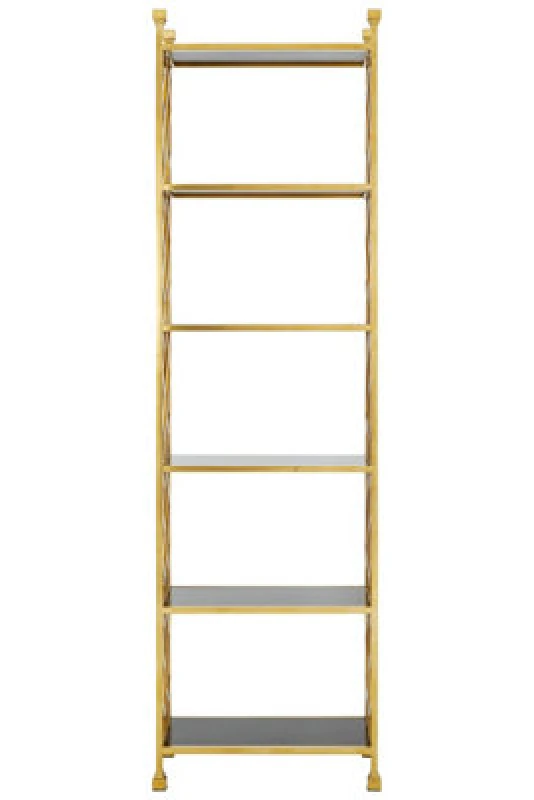 Image of Premier Housewares Durable Brick Design Bookshelf, Contemporary Design Slimline Book Shelf, Lattice Pattern Tall Book Shelf Gold