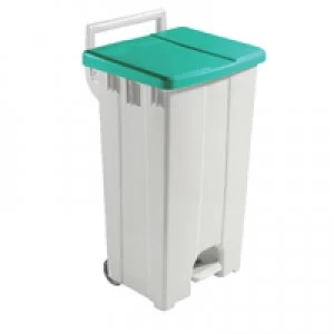 Image of Slingsby Grey 90 Litre Plastic Pedal Bin With Green Lid 357005