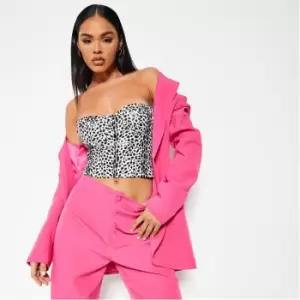 Image of I Saw It First Animal Print Faux Leather Bandeau Corset Top - Black