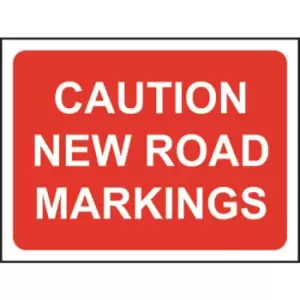 Image of 600 X 450MM Temporary Sign & Frame - Caution New Road Markings