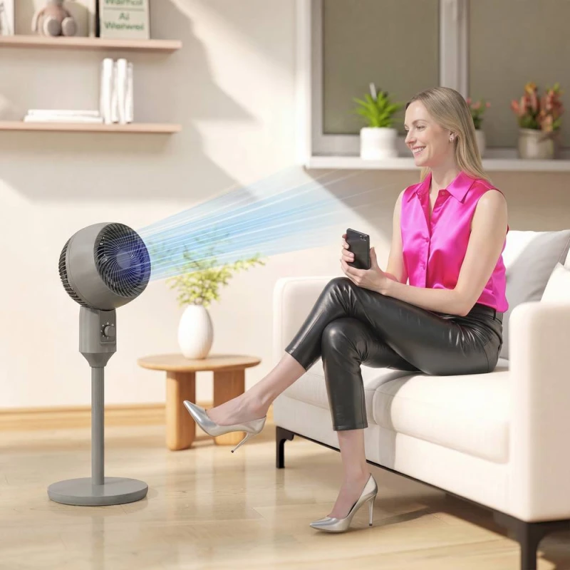 Image of HOMCOM Speed Adjustable Oscillating Air Circulator Cooling Fan in Grey Grey Unisex