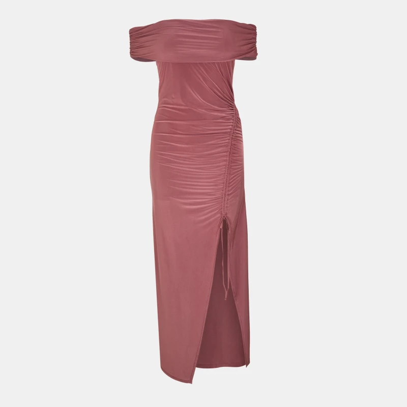 Image of Biba Womens Bardot Maxi Slinky Dress Chesnut female 8 (XS)