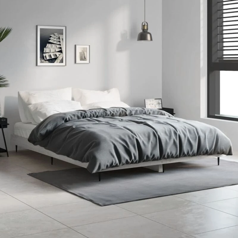 Image of VIDAXL Bed Frame without Mattress Grey Sonoma 135x190cm Double Engineered Wood Vidaxl 8720845797768