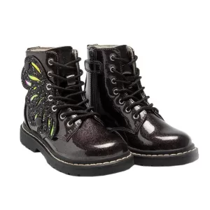 Image of Lelli Kelly Fairy Wings Ankle Boots - Black Patent