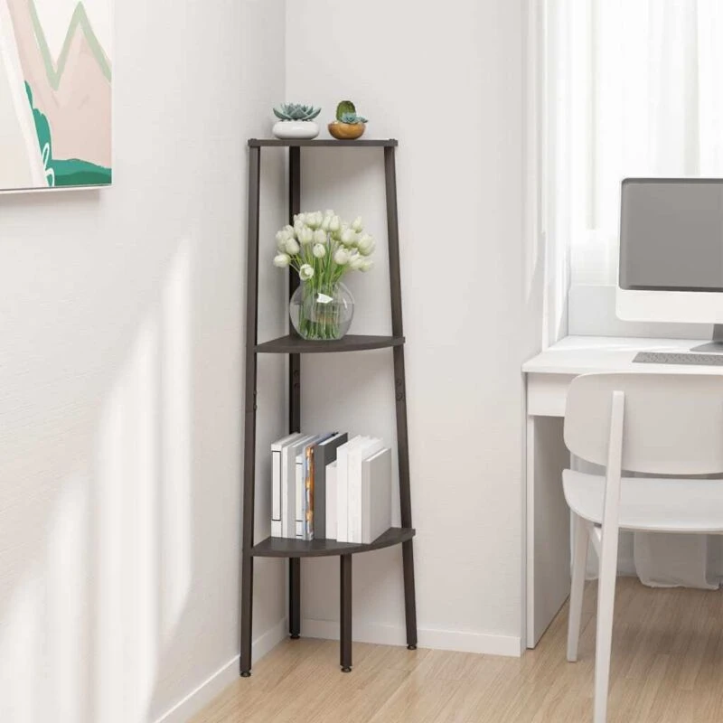 Image of Vidaxl 3-tier Corner Shelf Black 45.5X31.5X120 Cm, Black 336390