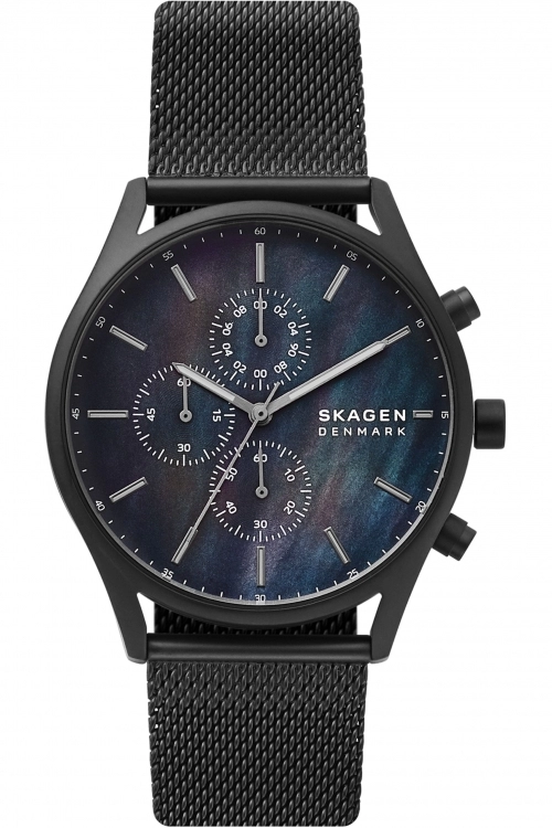 Image of Skagen Pearl And Black 'Holst' Chronograph Classical Watch - Skw6651 - multicoloured