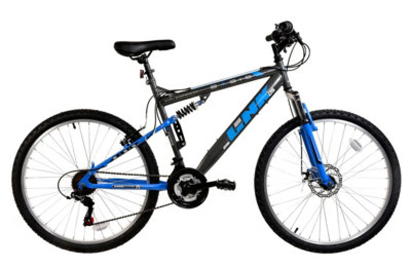 Image of Basis Link Adult's Full Suspension Mountain Bike, 26" Wheel - Graphite/blue