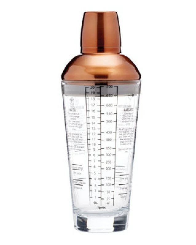 Image of BarCraft Copper Finish Glass Cocktail Shaker, 650ml Gift Boxed Copper