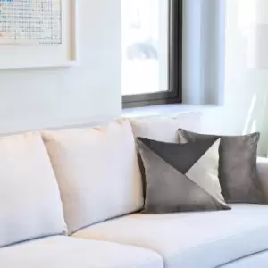 Image of Emma Barclay - New Orleans Geometric Velvet Cushion Cover, Charcoal, 43 x 43 Cm