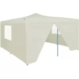 Image of vidaXL Folding Gazebo with 4 Sidewalls 5x5 m Cream - Cream
