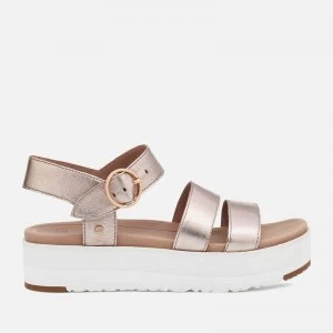 Image of UGG Womens Leedah Leather Flatform Sandals - Rose Gold Metallic - UK 5