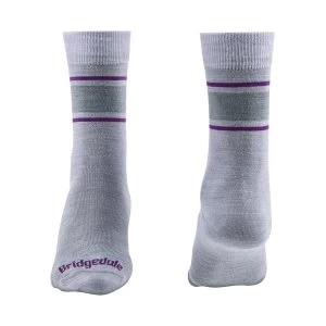 Image of Bridgedale EVERYDAY Sock / Liner Merino Performance Womens - Medium Lt Grey / Purple