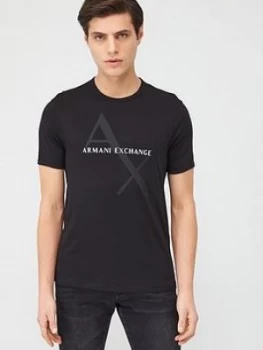 Image of Armani Exchange AX Tonal Logo T-Shirt Black Size S Men