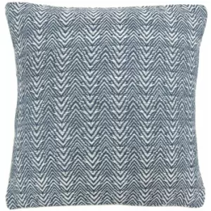 Image of Appletree - Loft Herringbone Weave 100% Cotton Filled Cushion, Ink Blue, 43 x 43 Cm