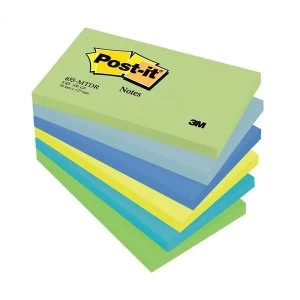 Image of Post it 655 Sticky Notes Repositionable 76 x 127mm Mint Rainbow Dreamy Colours 6 x 100 Sheets
