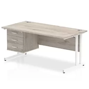 Image of Trexus Rectangular Desk White Cantilever Leg 1600x800mm Fixed Ped 3