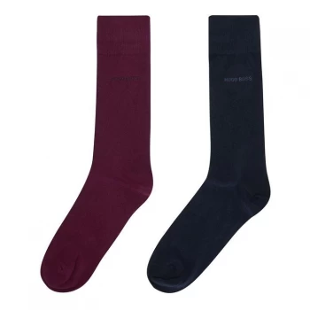 Image of Hugo Boss 2 Pack Soft Cotton Socks Navy/Burgundy