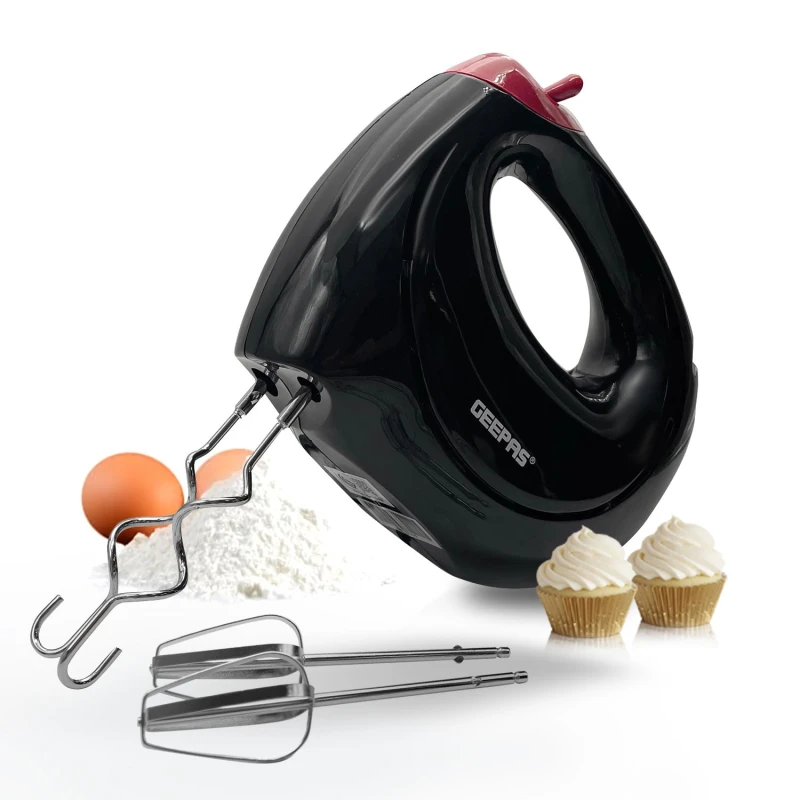 Image of Geepas 150W Electric Hand Held Mixer Electric Whisk 7 Speed Turbo & Eject Button Black