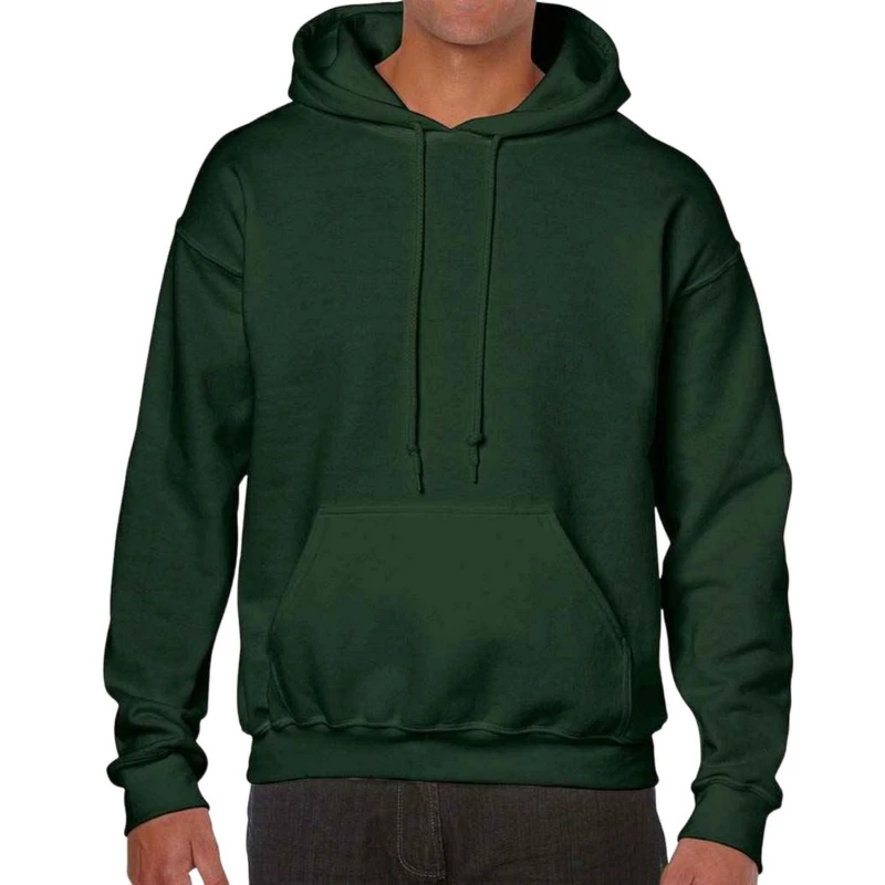 Image of Gildan Mens Plain Pink Hoodie in Dark Green Size: XL Dark Green Male XL