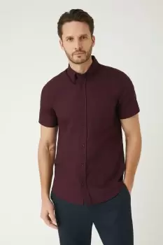 Image of Burgundy Short Sleeve Oxford Shirt