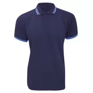 Image of Kustom Kit Mens Tipped PiquA Short Sleeve Polo Shirt (L) (Navy/Light Blue)