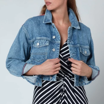 Image of Tommy Jeans Womens Crop Trucker Jacket - Denim Light - XS