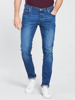 Image of River Island Lebron Stretch Skinny Fit Jeans Mid Blue Size 32 Men